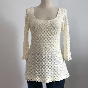 AUW  - Cream Long Sleeve  Knit Top